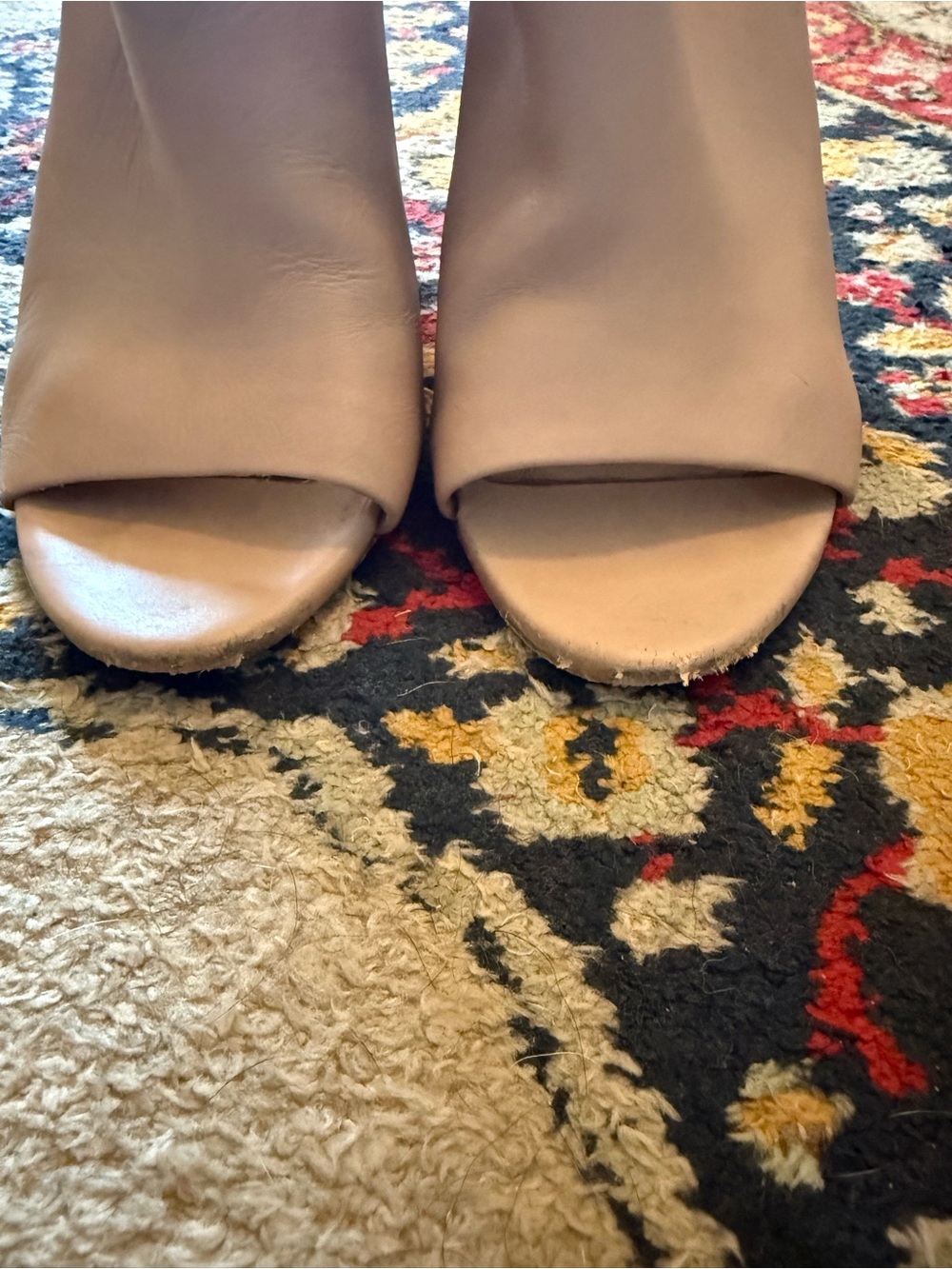 Vince Blush Taupe Open-Toe Block Heel Mules - Picture 3 of 5